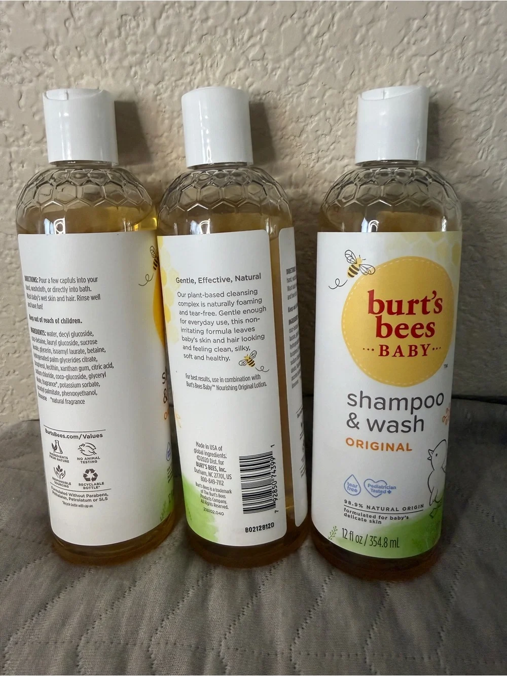 Burt's Bees Baby Original Shampoo & Wash Bundle (3 Bottles) New